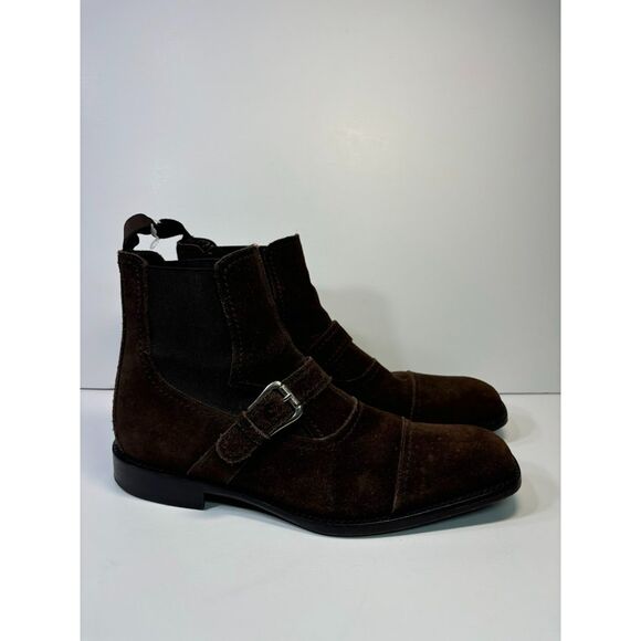 Donald J. Pliner Suede Leather Moritz Boots size 9.5 Men's Brown Steampunk Fall - Picture 2 of 8
